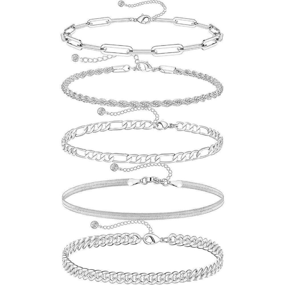 Women's Waterproof 14K Gold Plated Jewelry Trendy Thin Dainty Stackable Cuban - Picture 1 of 8